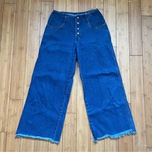 Stylish vintage ocean pacific OP Blue Wide-Leg button fly Women Jeans 7